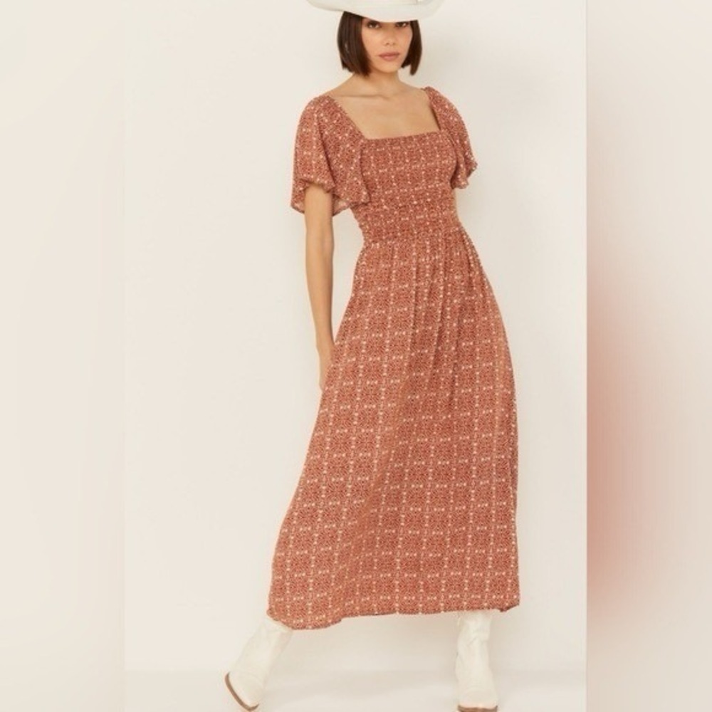 *NWT* Bila 77 'Santa Catalina' Square Neck Maxi Dress in Hi Sonora - Women's XS